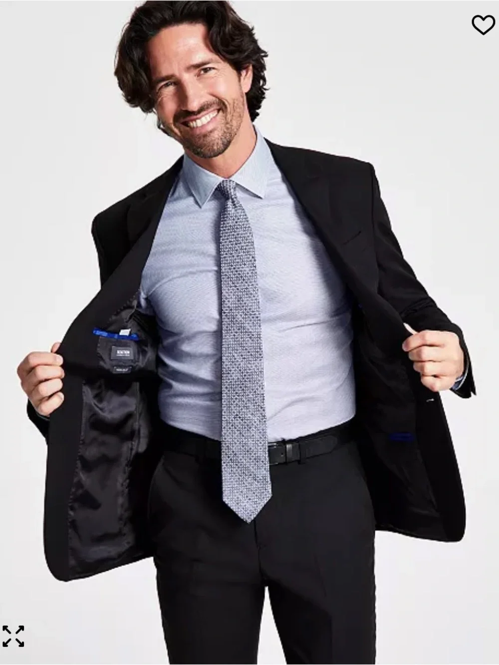 Black Kenneth Cole Reaction Men's Black Two-Button Suit Blazer & Pants Set